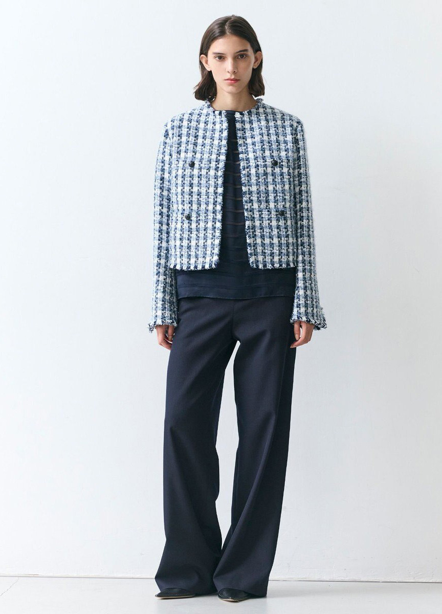 腰間釦飾海軍風寬褲